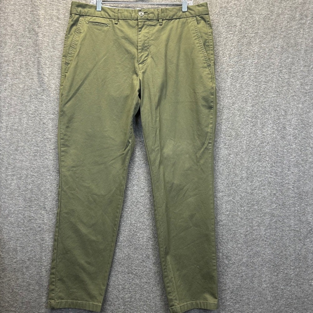 Perk Feel Good Chinos Mens 38x30 Olive Green Slim Fit Stretch Cotton Pants - Picture 2 of 8